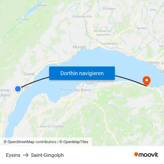 Eysins to Saint-Gingolph map