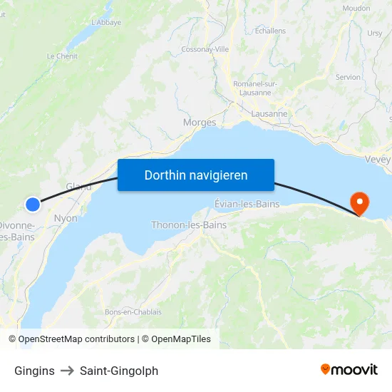 Gingins to Saint-Gingolph map