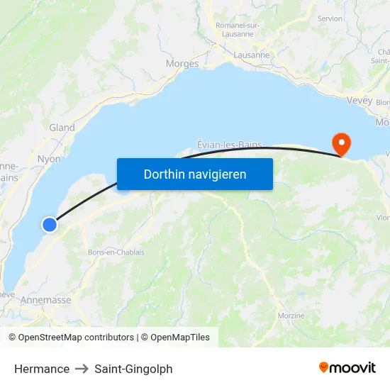 Hermance to Saint-Gingolph map