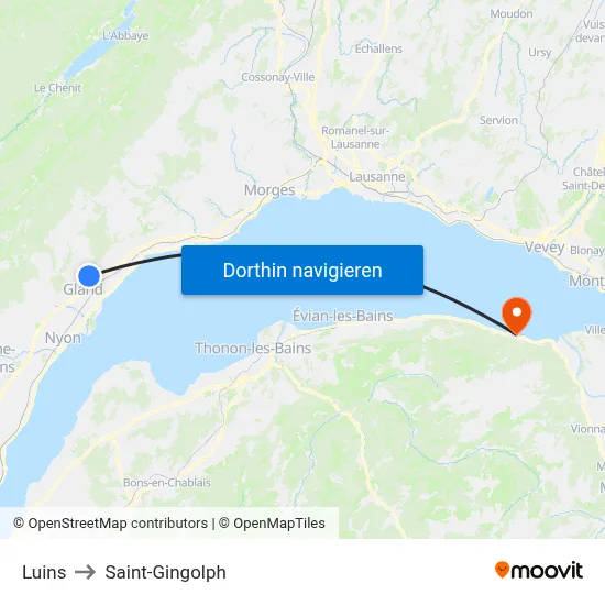 Luins to Saint-Gingolph map