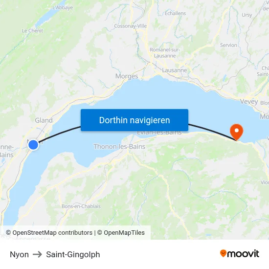 Nyon to Saint-Gingolph map