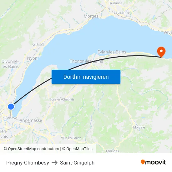 Pregny-Chambésy to Saint-Gingolph map