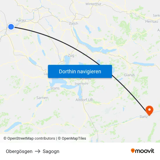 Obergösgen to Sagogn map