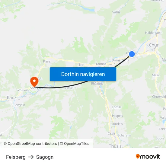 Felsberg to Sagogn map