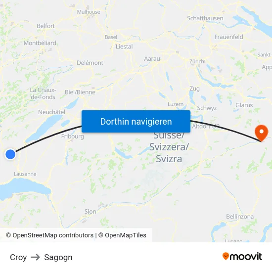 Croy to Sagogn map