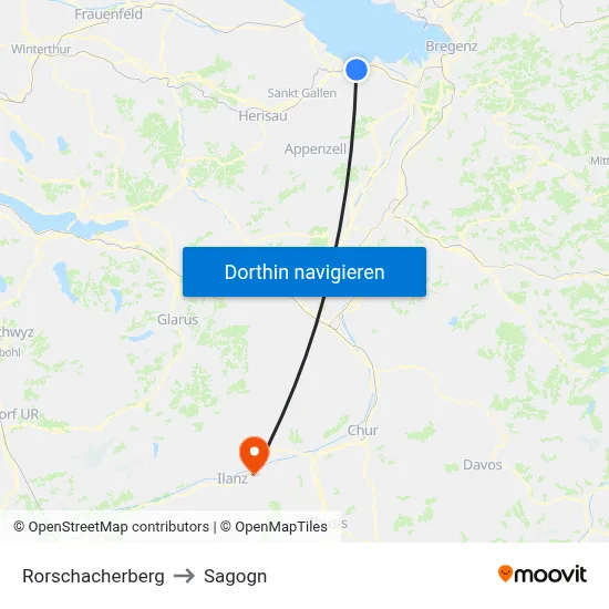 Rorschacherberg to Sagogn map