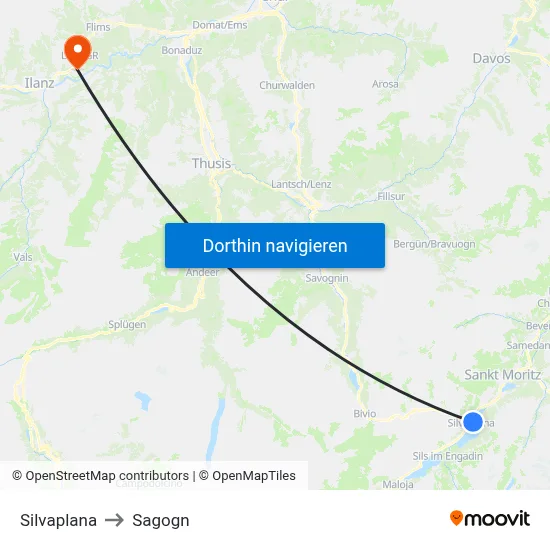 Silvaplana to Sagogn map