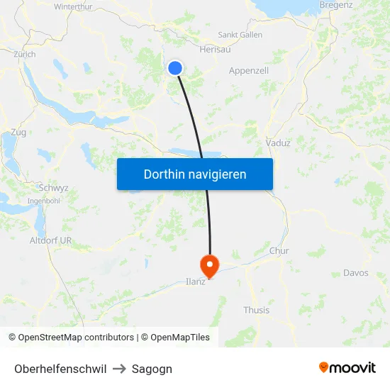 Oberhelfenschwil to Sagogn map