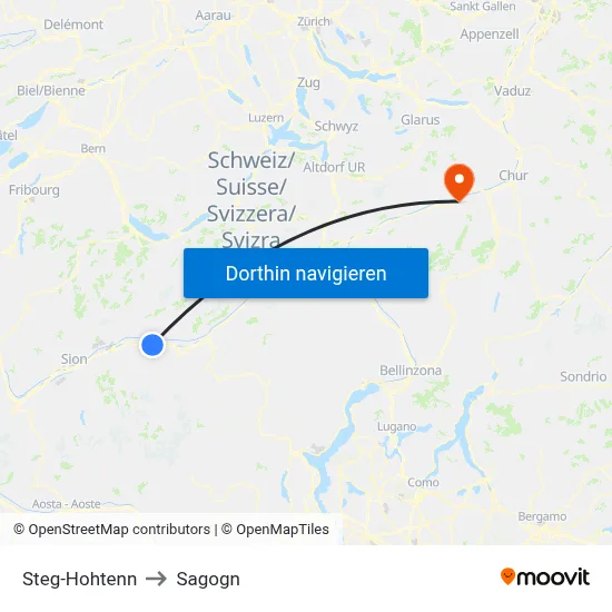 Steg-Hohtenn to Sagogn map