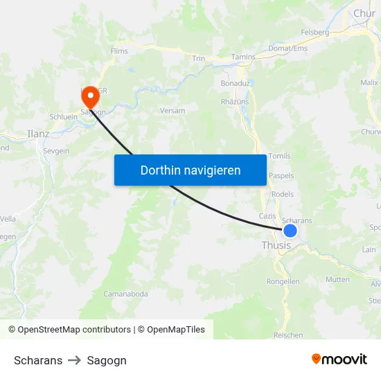 Scharans to Sagogn map