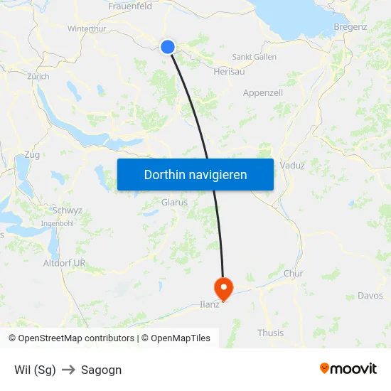 Wil (Sg) to Sagogn map