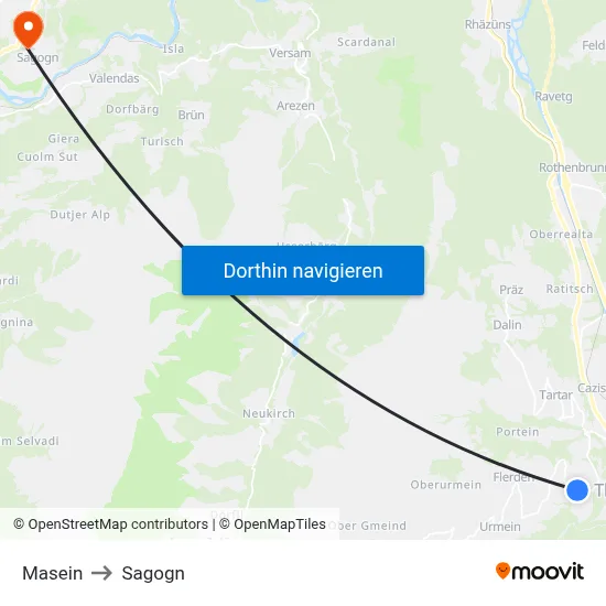 Masein to Sagogn map