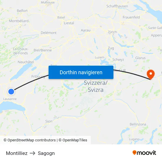 Montilliez to Sagogn map