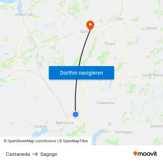 Castaneda to Sagogn map