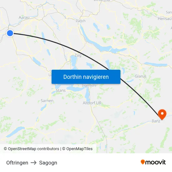 Oftringen to Sagogn map