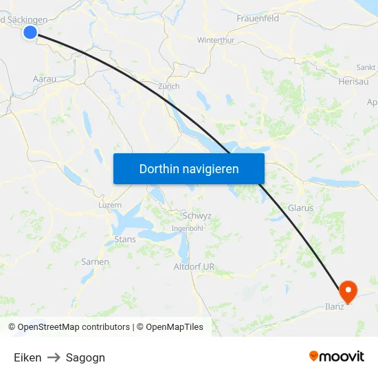 Eiken to Sagogn map