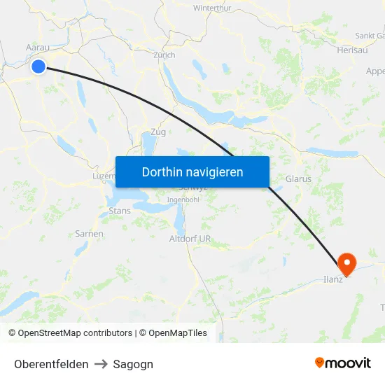 Oberentfelden to Sagogn map