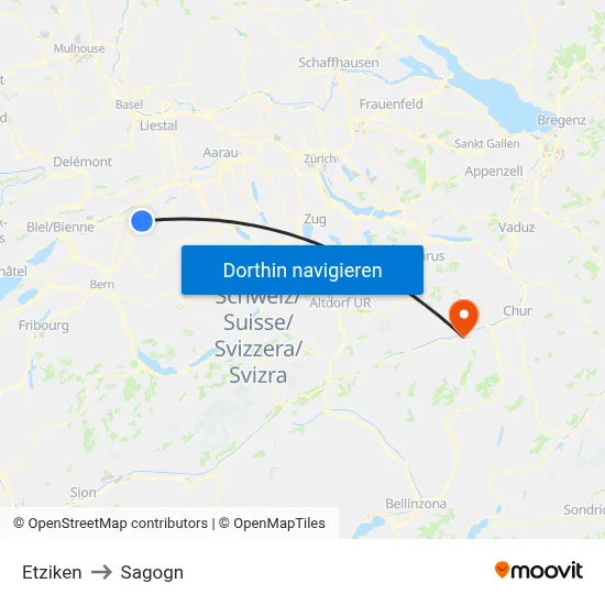 Etziken to Sagogn map