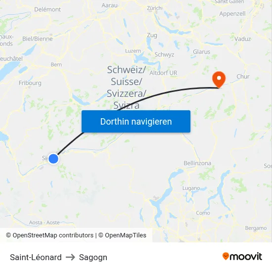 Saint-Léonard to Sagogn map