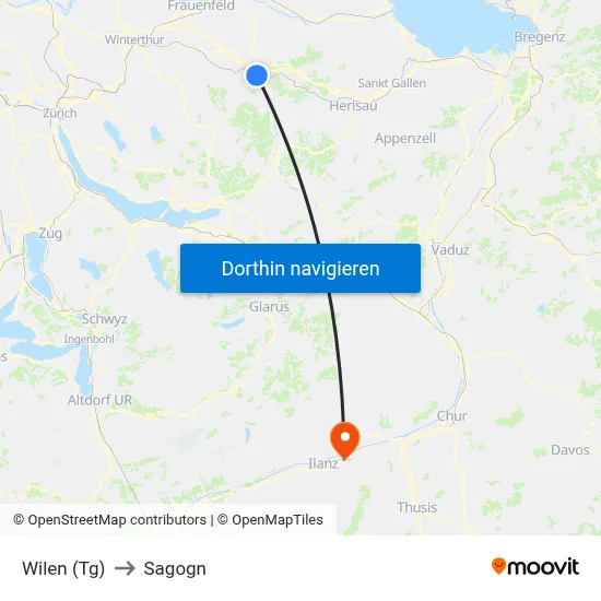 Wilen (Tg) to Sagogn map