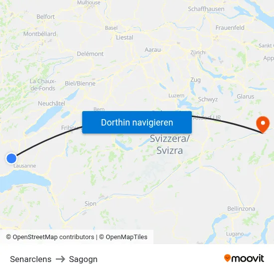 Senarclens to Sagogn map