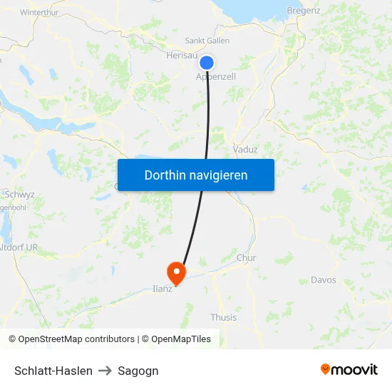 Schlatt-Haslen to Sagogn map