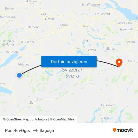 Pont-En-Ogoz to Sagogn map