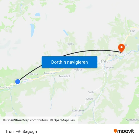 Trun to Sagogn map