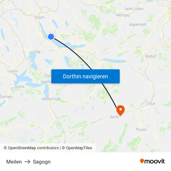 Meilen to Sagogn map