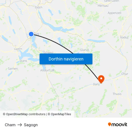 Cham to Sagogn map