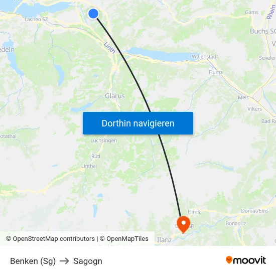 Benken (Sg) to Sagogn map