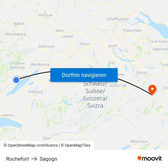 Rochefort to Sagogn map