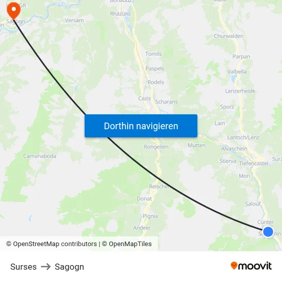 Surses to Sagogn map