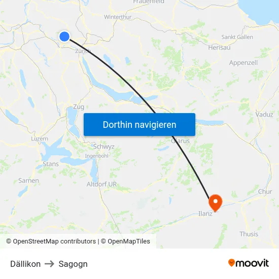 Dällikon to Sagogn map