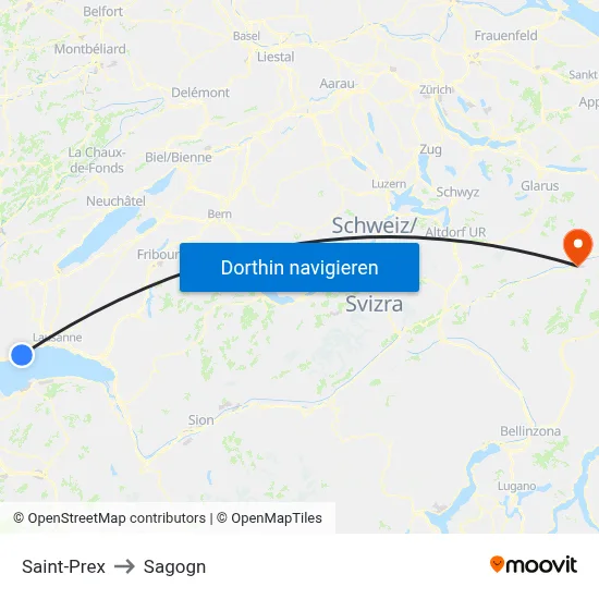 Saint-Prex to Sagogn map