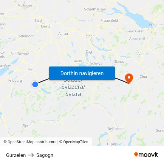 Gurzelen to Sagogn map