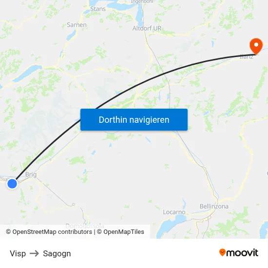 Visp to Sagogn map