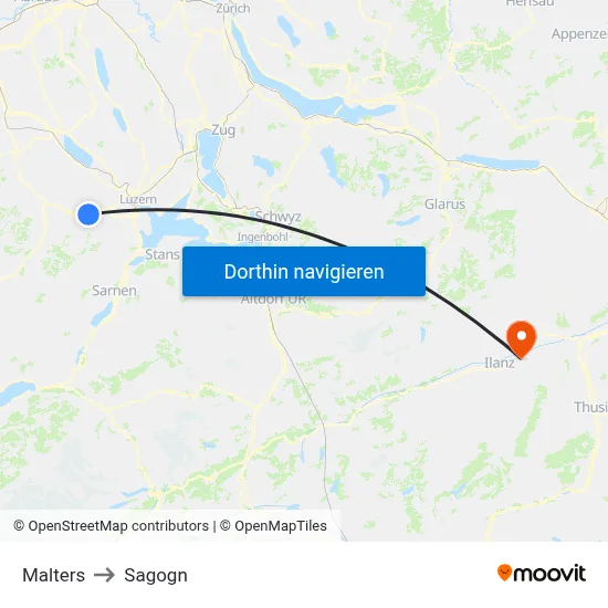 Malters to Sagogn map