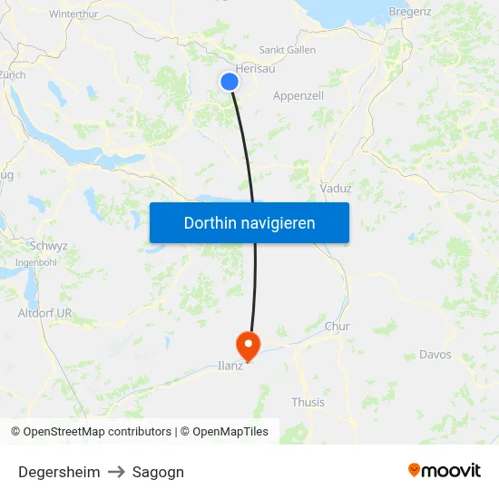 Degersheim to Sagogn map
