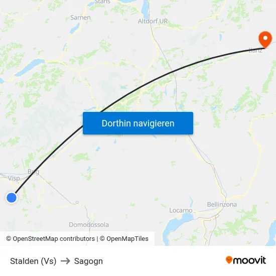 Stalden (Vs) to Sagogn map