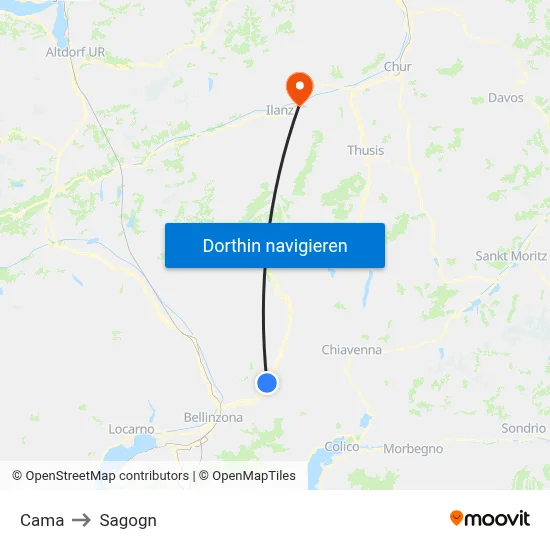Cama to Sagogn map