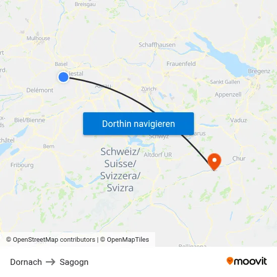 Dornach to Sagogn map