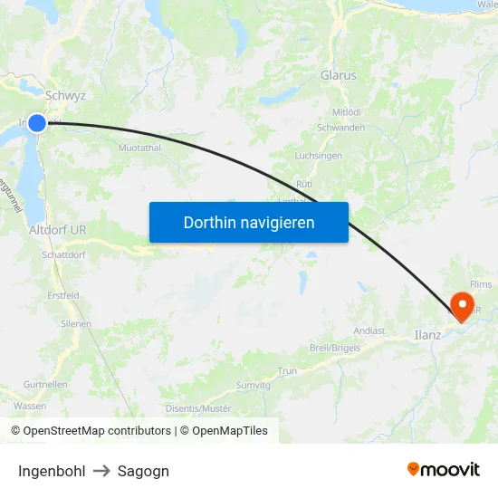 Ingenbohl to Sagogn map