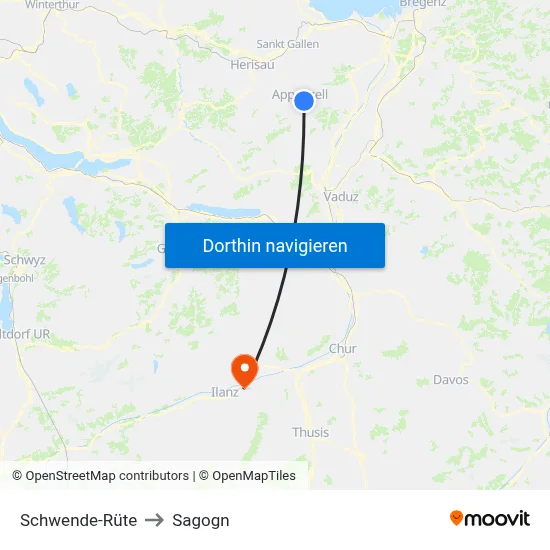 Schwende-Rüte to Sagogn map