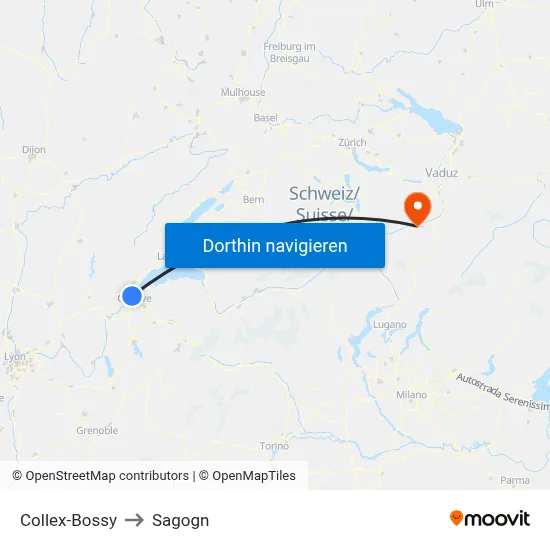 Collex-Bossy to Sagogn map