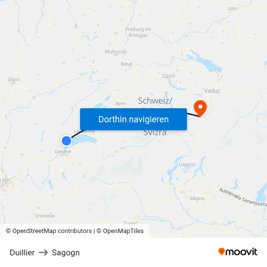 Duillier to Sagogn map