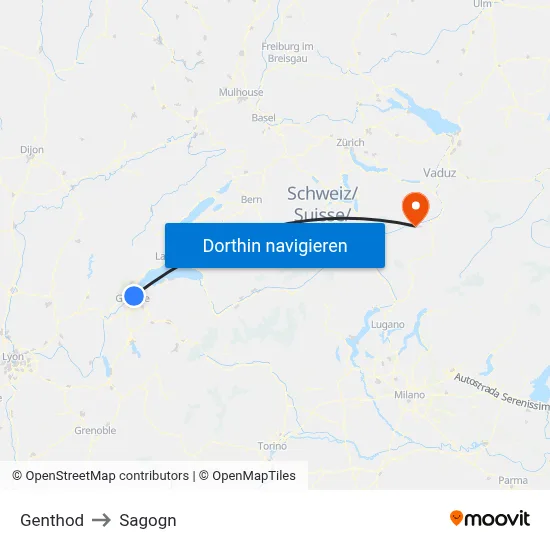 Genthod to Sagogn map