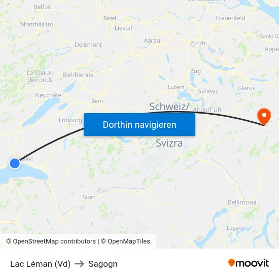 Lac Léman (Vd) to Sagogn map