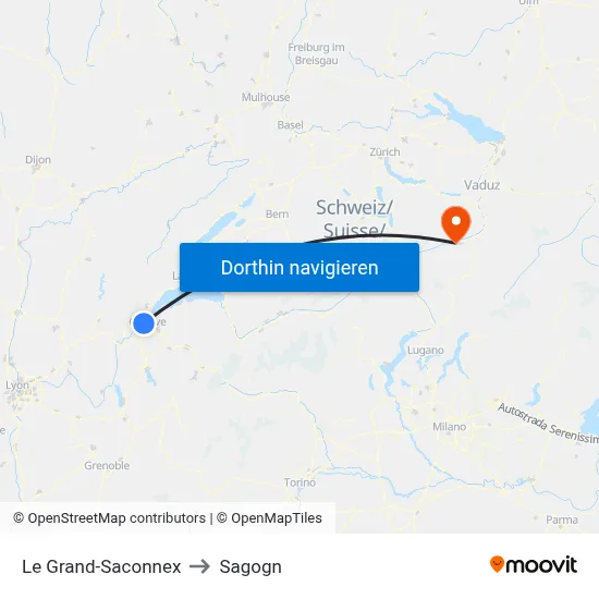 Le Grand-Saconnex to Sagogn map