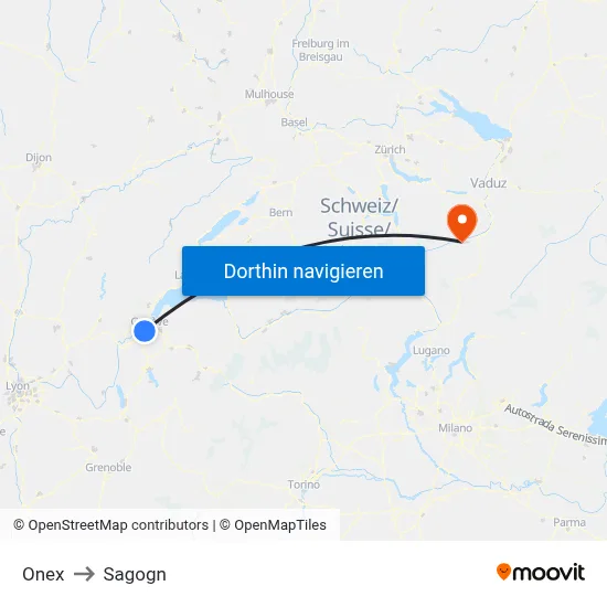 Onex to Sagogn map